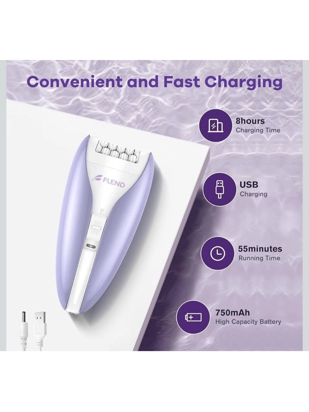 Silent epilator 2 speed for face and body